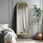 PexFix Miroir en bois massif de style échelle, 53,34 cm L x 162,56 cm H, avec cadre cintré marron