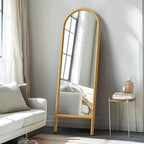 PexFix Miroir en bois massif de style échelle, 53,34 cm L x 162,56 cm H, avec cadre cintré marron