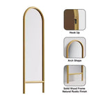 PexFix Miroir en bois massif de style échelle, 53,34 cm L x 162,56 cm H, avec cadre cintré marron