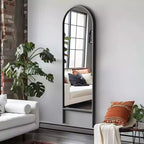 PexFix Miroir en bois massif de style échelle, 53,34 cm L x 162,56 cm H, avec cadre cintré marron