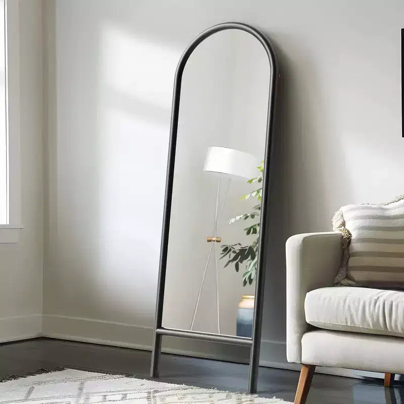 PexFix Miroir en bois massif de style échelle, 53,34 cm L x 162,56 cm H, avec cadre cintré marron