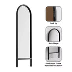 PexFix Miroir en bois massif de style échelle, 53,34 cm L x 162,56 cm H, avec cadre cintré marron