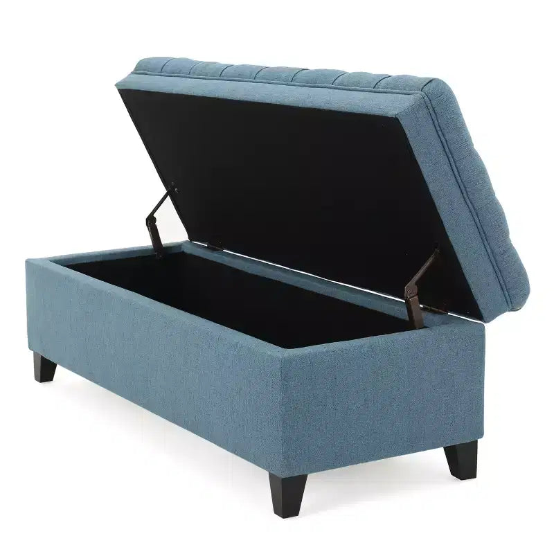 GDFStudio Heathbrooke Pouf de rangement contemporain en tissu capitonné
