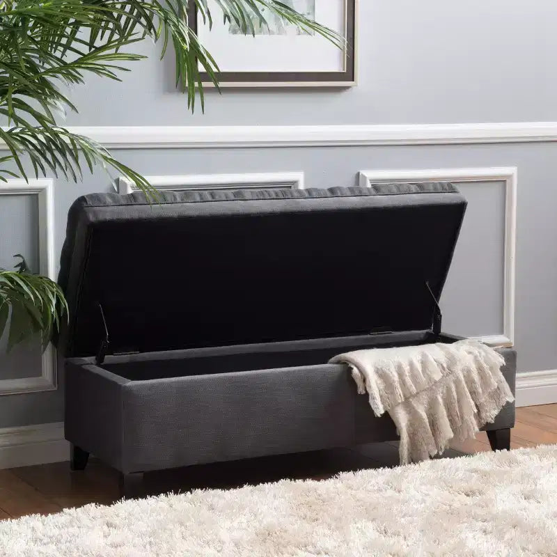 GDFStudio Heathbrooke Pouf de rangement contemporain en tissu capitonné