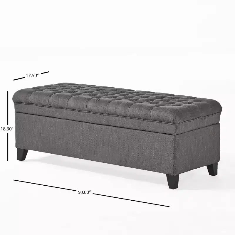 GDFStudio Heathbrooke Pouf de rangement contemporain en tissu capitonné