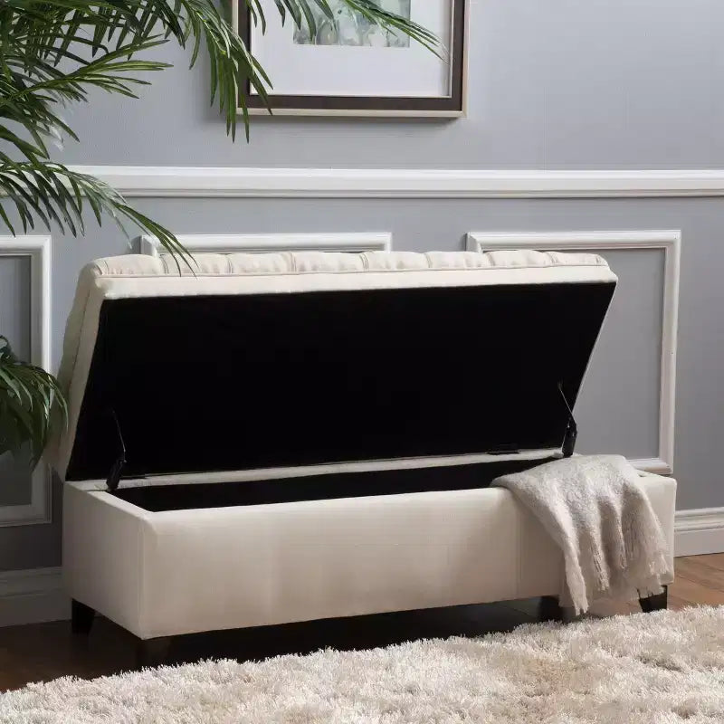 GDFStudio Heathbrooke Pouf de rangement contemporain en tissu capitonné