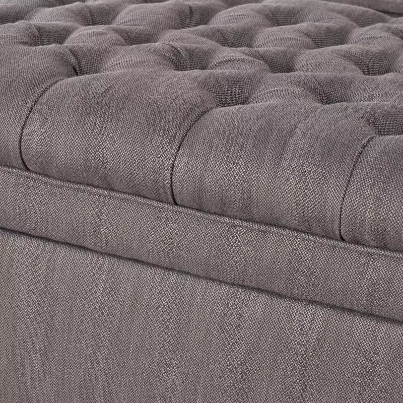 GDFStudio Heathbrooke Pouf de rangement contemporain en tissu capitonné