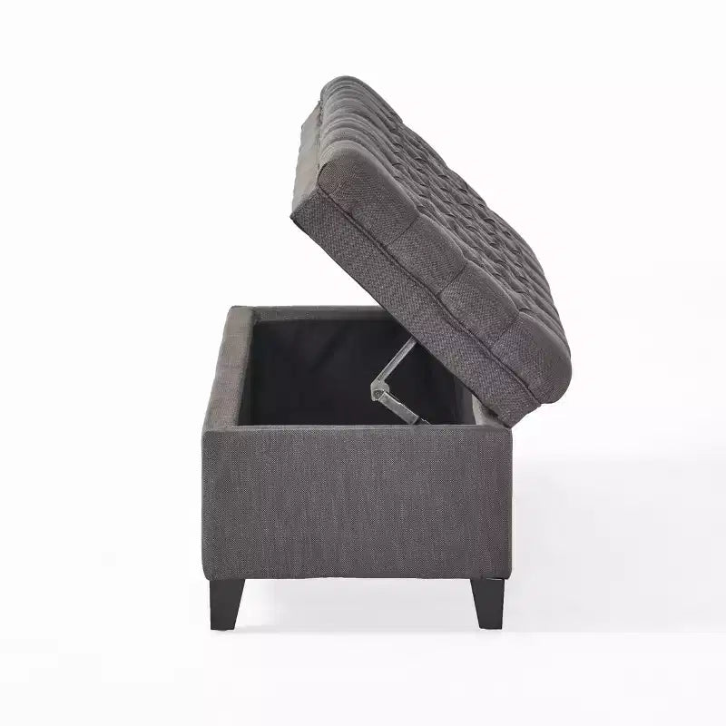 GDFStudio Heathbrooke Pouf de rangement contemporain en tissu capitonné