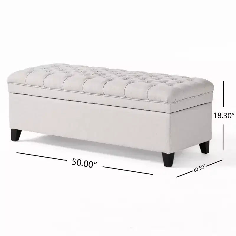 GDFStudio Heathbrooke Pouf de rangement contemporain en tissu capitonné