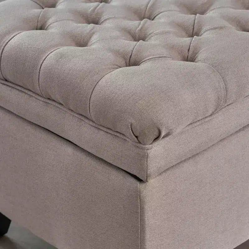 GDFStudio Heathbrooke Pouf de rangement contemporain en tissu capitonné
