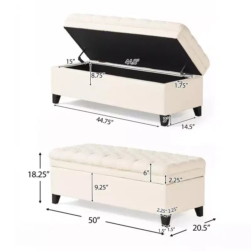 GDFStudio Heathbrooke Pouf de rangement contemporain en tissu capitonné