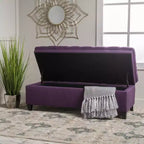 GDFStudio Heathbrooke Pouf de rangement contemporain en tissu capitonné