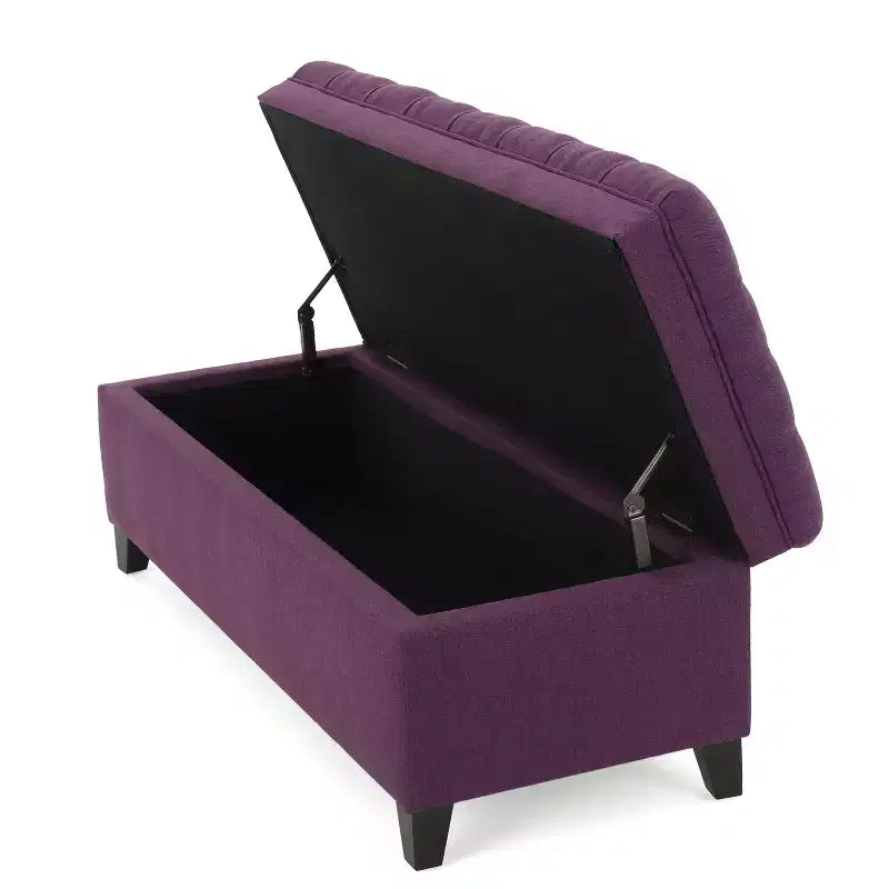 GDFStudio Heathbrooke Pouf de rangement contemporain en tissu capitonné