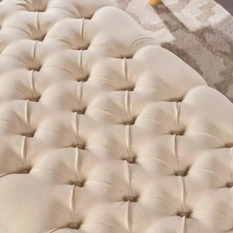 GDFStudio Heathbrooke Pouf de rangement contemporain en tissu capitonné