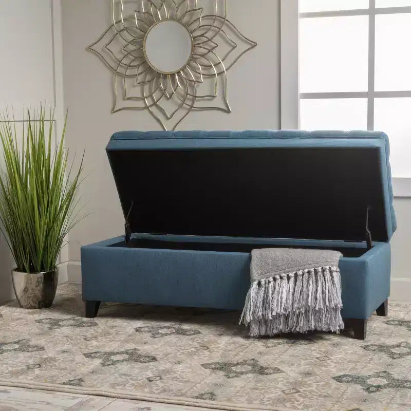 GDFStudio Heathbrooke Pouf de rangement contemporain en tissu capitonné