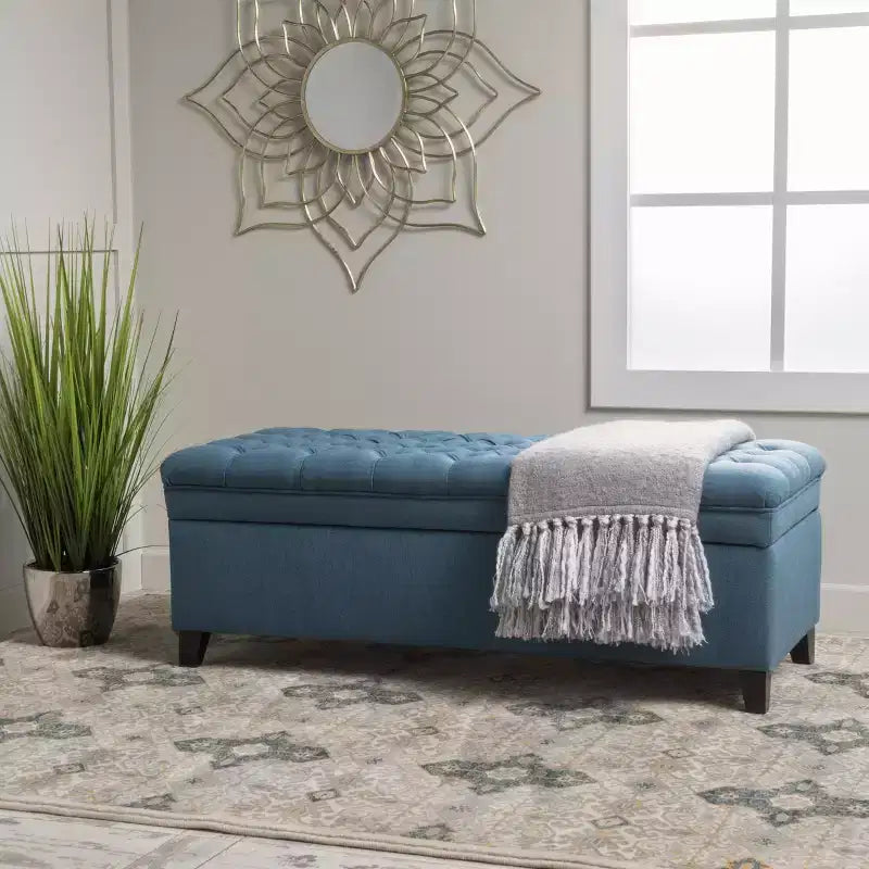 GDFStudio Heathbrooke Pouf de rangement contemporain en tissu capitonné