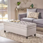 GDFStudio Heathbrooke Pouf de rangement contemporain en tissu capitonné