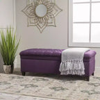 GDFStudio Heathbrooke Pouf de rangement contemporain en tissu capitonné