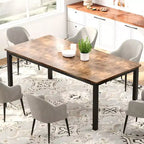 Table de salle à manger Whizmax pour 6 à 8 personnes, table de cuisine rectangulaire en bois avec cadre métallique robuste, grande table de salle à manger industrielle pour famille nombreuse