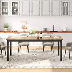Table de salle à manger Whizmax pour 6 à 8 personnes, table de cuisine rectangulaire en bois avec cadre métallique robuste, grande table de salle à manger industrielle pour famille nombreuse