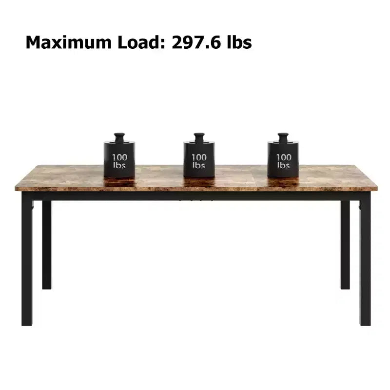 Table de salle à manger Whizmax pour 6 à 8 personnes, table de cuisine rectangulaire en bois avec cadre métallique robuste, grande table de salle à manger industrielle pour famille nombreuse