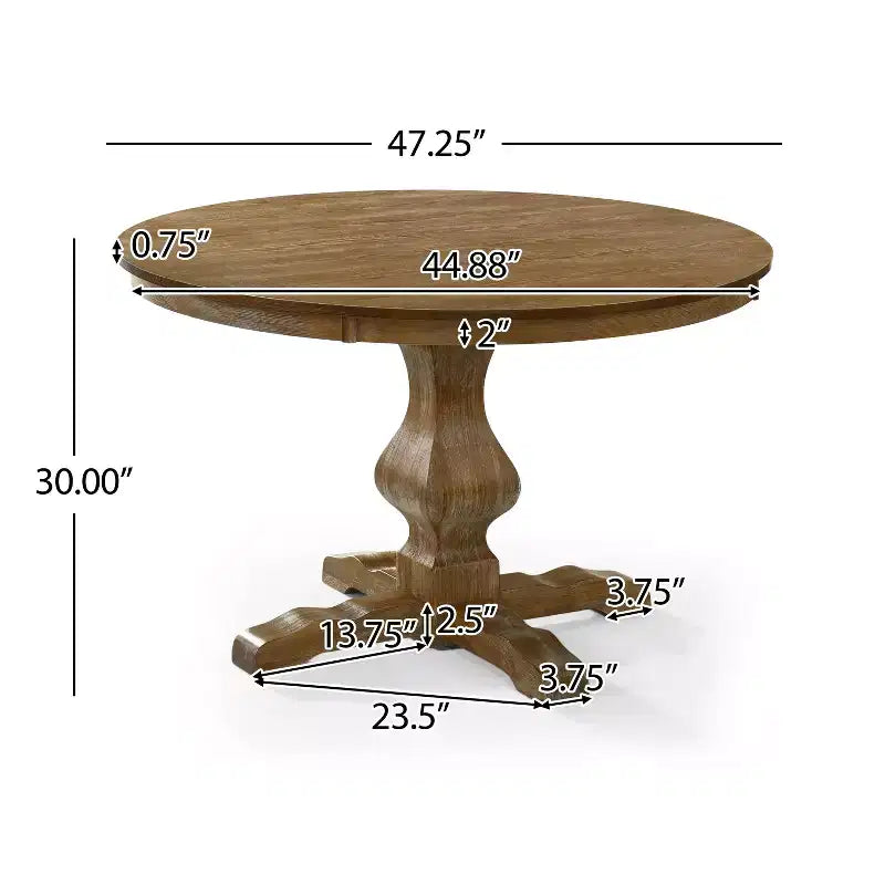 Table à manger ronde Christopher Knight Home Remuda en bois rustique avec pied piédestal