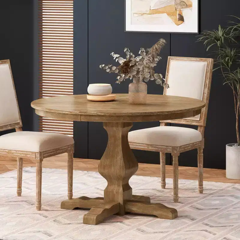 Table à manger ronde Christopher Knight Home Remuda en bois rustique avec pied piédestal