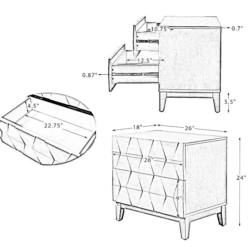 Paddy 2 - Table de chevet à tiroir, ensemble de 2 | ART OF LIVING DESIGNS
