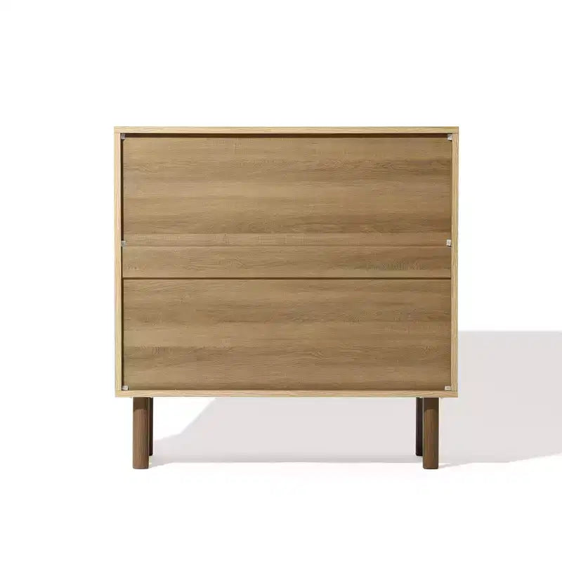 LuxenHome Armoire deux portes en corde Mid-Century Moderne avec pieds en bois Naturel