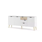 Tvilum, buffet Diana avec 3 portes et 3 tiroirs, blanc/chêne