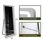 PexFix Miroir pleine longueur 63x16 Miroir de courtoisie LED avec lumières Miroir argenté.
