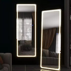 PexFix Miroir pleine longueur 63x16 Miroir de courtoisie LED avec lumières Miroir argenté.