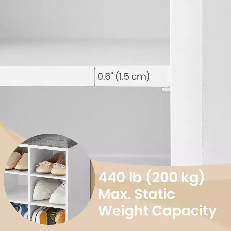 Banc Porte-Chaussures avec Coussin, Banc de Rangement d'entrée 15 Compartiments, 105 cm de Large