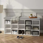 Banc Porte-Chaussures avec Coussin, Banc de Rangement d'entrée 15 Compartiments, 105 cm de Large