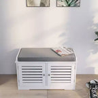 Banc de chambre AndMakers blanc de 73 cm avec 2 portes de grange