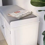 Banc de chambre AndMakers blanc de 73 cm avec 2 portes de grange