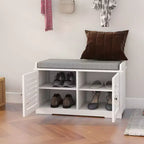 Banc de chambre AndMakers blanc de 73 cm avec 2 portes de grange