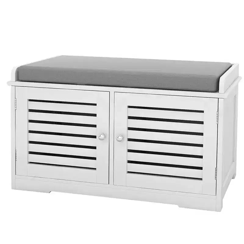 Banc de chambre AndMakers blanc de 73 cm avec 2 portes de grange