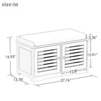 Banc de chambre AndMakers blanc de 73 cm avec 2 portes de grange