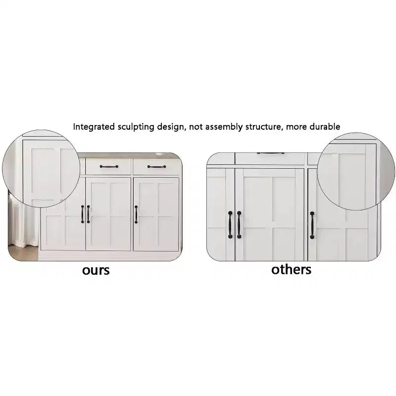 Buffet AndMakers en bois blanc de 142 cm avec portes style shaker