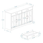 Buffet AndMakers en bois blanc de 142 cm avec portes style shaker