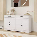 Buffet AndMakers en bois blanc de 142 cm avec portes style shaker
