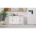 Buffet AndMakers en bois blanc de 142 cm avec portes style shaker