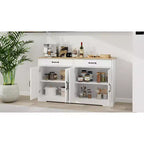 Buffet AndMakers en bois blanc de 142 cm avec portes style shaker