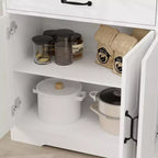 Buffet AndMakers en bois blanc de 142 cm avec portes style shaker
