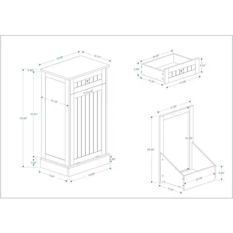 Meuble de cuisine AndMakers 49,9 cm (L) x 35 cm (P) x 90,5 cm (H) prêt à assembler avec poubelle