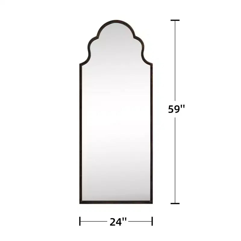 Miroir pleine longueur PexFix 59x24 en fer forgé sculpté, arche à angle droit, noir