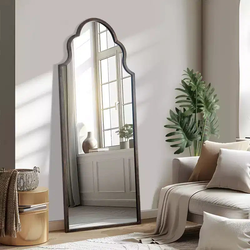 Miroir pleine longueur PexFix 59x24 en fer forgé sculpté, arche à angle droit, noir