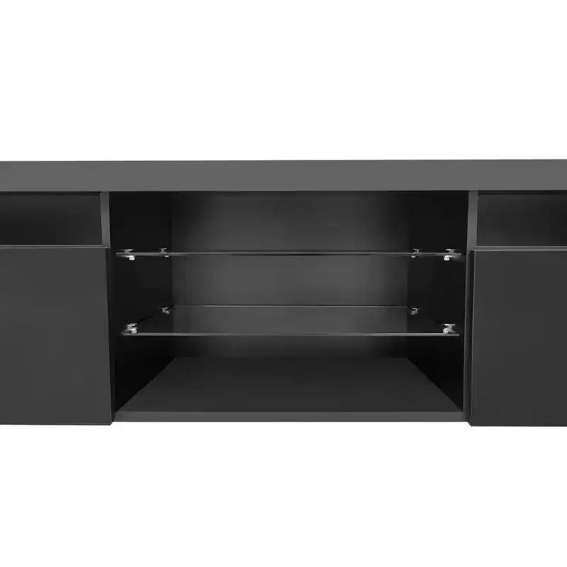 Meuble TV moderne Whisen pour téléviseurs jusqu'à 105 pouces avec grand espace de rangement et lumières LED à couleurs changeantes