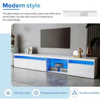 Meuble TV moderne Whisen pour téléviseurs jusqu'à 105 pouces avec grand espace de rangement et lumières LED à couleurs changeantes